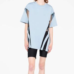 Mugler Nanyou Mueller Gaoding 여성의 패션 디자이너 New Mesh Letter Short Sleeved T 셔츠