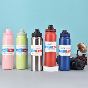 27oz 800ml 다채로운 야외 스포츠 열 휴대용 주전자 물병 누출 방향으로 이중 벽 스테인레스 스틸 진공 진료 절연 텀블러 최고의 선물