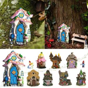 Decorative Figurines Exquisite Miniature Fairy Elf Door Statues For Outdoor Yard Art Sculpture Wooden Dollhouse Ornaments Accessories