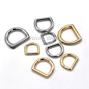 10-12-14-16-17mm Metal D Ringspänne för påsar Bälte Keychain Double D ringskruv Klapp Hor Hästskor Buckle Hanger Tillbehör