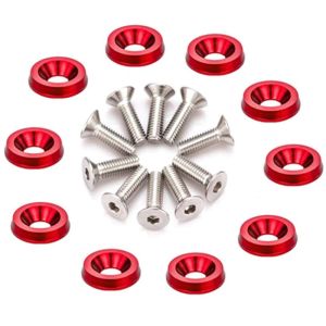 10pcs Car Modified Hex Fasteners Fender Washer Bumper Engine Concave Screws Aluminum Fender Washers and M2-M6 Bolt for Honda