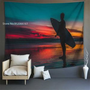 Produkt Wandteppiche Tapisserie Ästhetik Surfen New Water Sport Sport Wall Hung Schlafzimmer Familie Tapiz Home Dekoration R0411