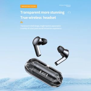 Fones de ouvido de mãos-livres cápsula espacial de jogo transparente esportivo de evido LED Display Digital Compatível com o fone de ouvido 5.3 compatível com o Bluetooth