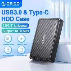 Kapsling Orico Ny 2,5/3,5 tum USB3.0 Mobil hårddisk Box Typec Hårddisk bas är lämplig för anteckningsbok Desktop Extern Box PC -fodral