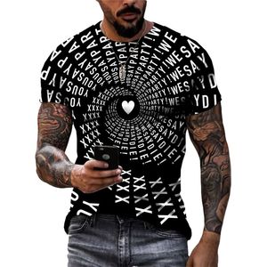 3D Swirly Pattern Summer Men's T-shirt Casual Street Clothing Crewneck 3 Tryckt kortärmad trend Sport snabb torrkvalitet