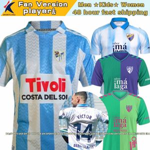 23 24 CF Malaga Futbol Formaları 2023 2024 120 Yıllık Yıldönümü Özel Baskı Remake Retro Futbol Gömlek Camiseta De Futbol Roberto Evden Uzak Üçüncü Erkekler Çocuk Üniforma