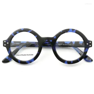 サングラスフレームレトロの女性ラウンド眼鏡フレーム男性光学メガネ処方アイウェアブルーレッドスペクタクルヴィンテージフローラル