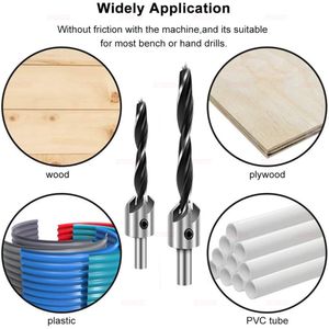 Stonego Woodworking Drill Bit Set、4/7PCS Countersink Drill Bits 3つのヒント、サイズ3〜10mm、兄弟ヘッドドリルビットセット