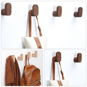 Multi-Purpose Coat Bag Rack Punch Wall-mounted Wooden Shower Hook Door Hanger Robe Hook Key Holder