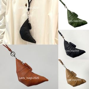 Lemaire Croissant Bag Halter Coin Purse 목걸이 키 체인 미니 고급 디자이너 경사 만두 작은 진짜 부드러운 가죽 크로스 바디 겨드랑이 가방 지갑