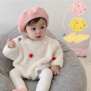 Animals New 2021 Autumn and Winter Baby Clothes Warm and Lovely Plush Jumpsuit Long Dleeve Little Ball Boys and Girls Go Out Jumpsuit