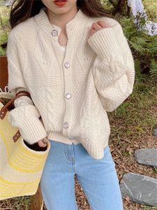 Women's Knits Cardigan Womens Clothing O-neck Sweater Long Sleeve Tops Knitwears Korean Fashion Style In Outerwears