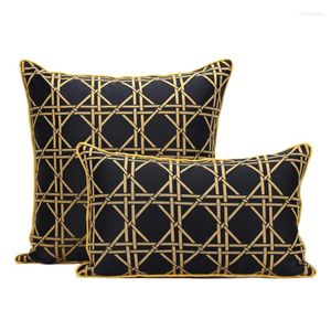 Kudde lyx täcker dekorativt fodral cojines svart guld geometriska moderna underbara jacquard coussin stol