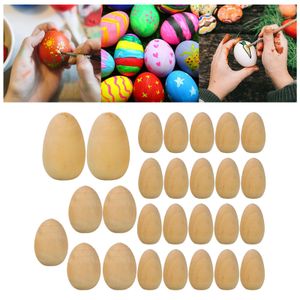 27Pcs DIY Wood Easter Egg Wooden Blank Eggs for DIY Easter Holiday Craft Decor