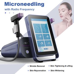 Microneedling RF Face Tightening Treatment Acne Marks Removal Machine 2 Handles Gold RF Crystal Skin Regeneration Whitening Wrinkle Remover Beauty Instrument