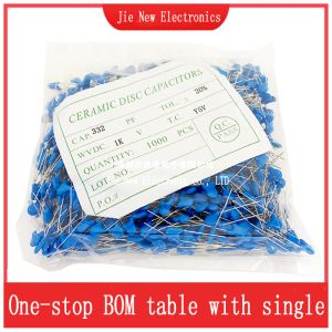 Capacitor de cerâmica de 1000pcs/lote de alta tensão 1kv 10pf 33pf 100pf 220pf 470pf 560pf 1nf 2.2nf 4.7nf 10nf 22nf 100nf 471 222 223 471