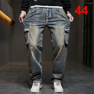 Men's Jeans 42 44 Plus Size Men Denim Pants Baggy Vintage Cargo Loose Fashion Causal Trousers Male Big Bottoms