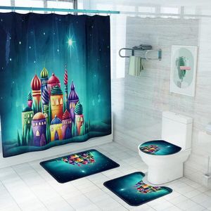 Tapetes de colorido de colorido tapete de quatro peças capa de tampa do banheiro banheiro do piso Non Slip 4 terno