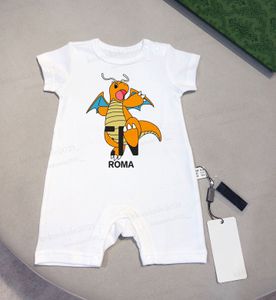 Sommar nyfödda pojkar flickor romper spädbarn söt tecknad tryckt 100% bomull kort ärm jumpsuit barn baby kläder