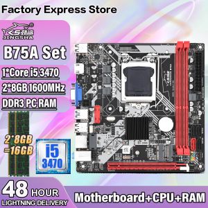 Motherboards B75 LGA 1155 ITX Motherboard Kit With Core i5 3470 Processor+2*8GB=16GB DDR3 Memory B75 placa mae Set Support WIFI NVME M.2 B75A