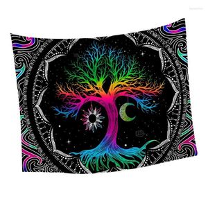 Tapestries Sun And Moon Tapestry Purple Burning Stars Mystic Tie-dye Beach Blanket Wall For Bedroom Live