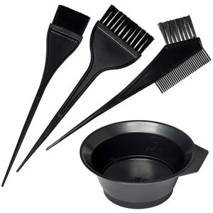 4pcs/set黒い髪の染色アクセサリーキットヘア着色染料攪拌ブラシプラスチック色混合ボウルdiyヘアスタイリングツール