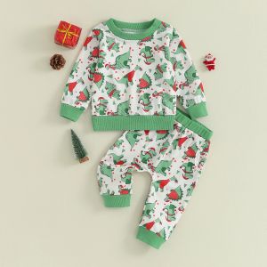 Calças mababy 03y Natal recém -nascido bebê menino menina roupas de menina de manga longa dinossauros de dinossauros calças de natal roupas trajes d05