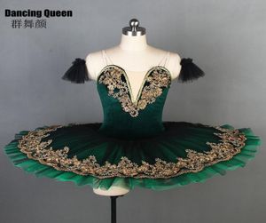 11 storlekar Deep Green Velvet Bodice Professional Ballet Tutu For Women Girls Pancake Platter Tutu For Ballerina Kids Adult BLL0909025405