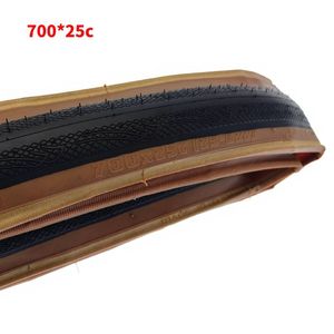 Bicycle Pneu 700 * 23 25c Rodas de pneus dobráveis de bicicleta de estrada 25c 60 TPI Bike Road Brown Edge Puncture Punction 700C Ciclismo Jiluer Pneu Parte