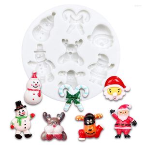 Baking Moulds Reindeer Santa Claus Candy Cane Snowman Christmas Silicone Sugarcraft Mold Fondant Cake Decorating Tools Cupcake