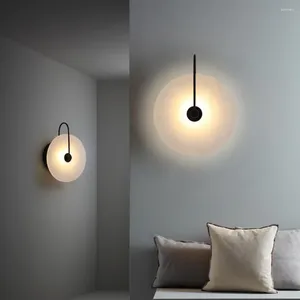 Wall Lamp Modern Marble Led Bedside Japan Bedroom Living Room Light Travertine Stair Corridor Decor Sconce