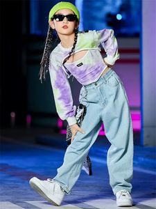 New Children Hip Hop Clothes Girls Jazz Street Dance Costume Kids Sweatshirt Pants Set Ballroom Dancewear Stage Rave Clothing