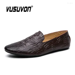 Casual Shoes Leather Men Loafers Fashion 2024 Classic Crocodile Pattern Mens Driving Soft Flats Plus Size 46