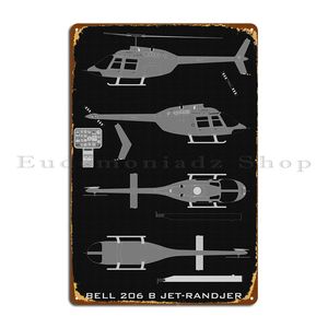 Bell 206 B Jet Randjer Metal Plaque Plakat Club Garage Pleques Designer Klasyczny plakat z cyny