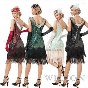 Стадия Wear Vintage Dress Gatsby Ball Tassel Party Banquet Dance Toasting Small V Neck Costumes Латинские платья