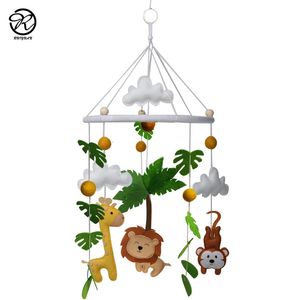 Felt Baby Crib Mobile Jungle Safari Nursery Mobiles Animal Hanging Carousel 240411