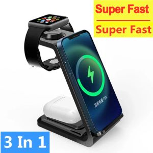 Chargers 3 in 1 Wireless Charger Stand For iPhone 14 13 12 11 8 Apple Watch Super Fast Charging Docking Station for Airpods Pro iWatch