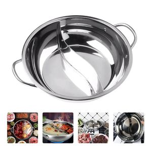 Pot Shabu Divider Stainless Steel Cooking Cooker Induction pot Divided Kitchen Cookware Flavor Pan Two Chinese Soup Dual 240407