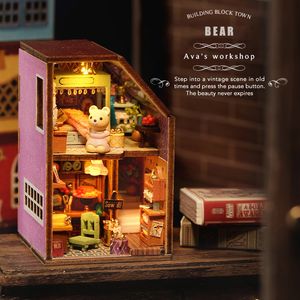 DIY Ahşap Dollhouse Mini Town Bebek Evleri Minyatür Mobilya Kiti Daire Mutfak Montaj Oyuncakları Çocuk Kız Yetişkin Hediye Casa