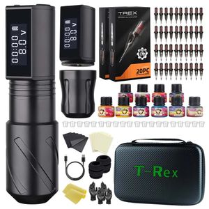 Trex Professional Tattoo Gun Kit sem fio caneta rotativa com 2 baterias substituíveis por tempo de execução longo 240327