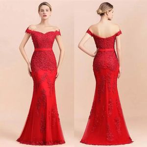 Party Dresses 2024 Off The Shoulder Prom Mermaid Plus Size Formell spetsapplikationer Evening Dress Pekel