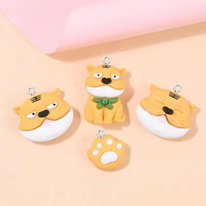 20Pcs New Cute Tiger Resin Charms For Necklace Bracelet DIY Pendants Earrings Keychain Fashion Jewelry Accessories