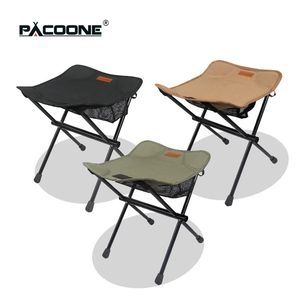 PACOONE CAMPING PORTABLE folding Stools Ultralight Aluminum Alloy Storage Chair Mini Fishing Chair Picnic Lighweight Furniture 240329