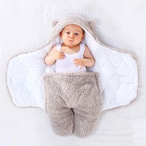Hayvanlar Kalite Sevimli Yenidoğan Bebek Erkek Kız Battaniyeler Peluş Kunkuklu Sarma Ultrasoft Fluffy Polar Uyku Tulumu Pamuk Yumuşak Yatak Seti