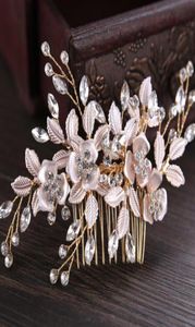 Rose Gold Wedding Bridal Bridesmaid Silver Handmade Rhinestone Pearl Hair Combs Band de bandeira da cabeça Acessórios para cabelos FAS6842866