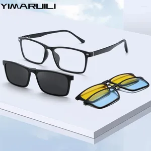 Sonnenbrillen Frames Yimaruili Model TR90 Magnetische polarisierte Clip-On-Brille für Frauen Retro quadratische optische verschreibungspflichtige Brille Rahmen Männer
