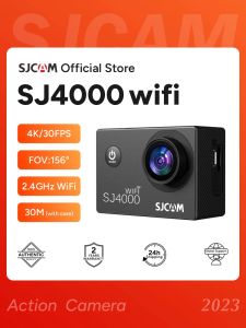 Câmera de ação Wi -Fi de câmeras SJCAM SJ4000 4K FHD 30M Impermeável 2.4g WiFi 4x Zoom Wi -Fi Sports Video Ação Cameras Capacete Cambiciclo
