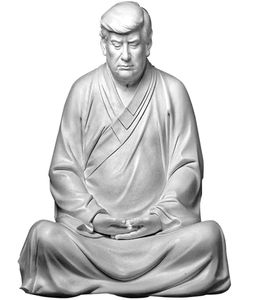 Były prezydent Stanów Zjednoczonych Donald Trump żywica Buddha Prezydent Statua ręcznie robiony model pamiący Trump 2024 XITIAN Słuchanie Statua Buddha O1639311