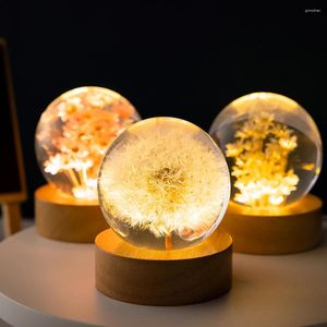 Decorative Figurines Forever Flower Crystal Ball Night Light USB 3D Planet Moon Mamp Children Lamp Bedroom Home Decoration Birthday Gift