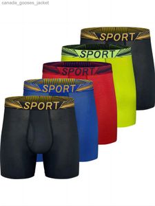 Underpants 5 pezzi di biancheria intima da maschera da maschera in maglia di asciugatura rapida sport di boxe poloso senza spalline cinghie da 6 pollici c240411